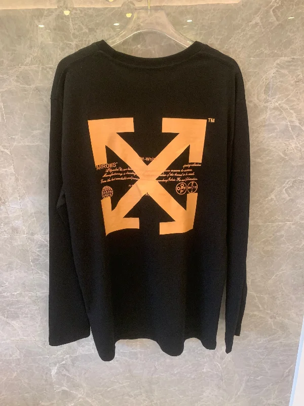 Off-White™ "Arrows" black long-sleeve t-shirt with bold orange graphics