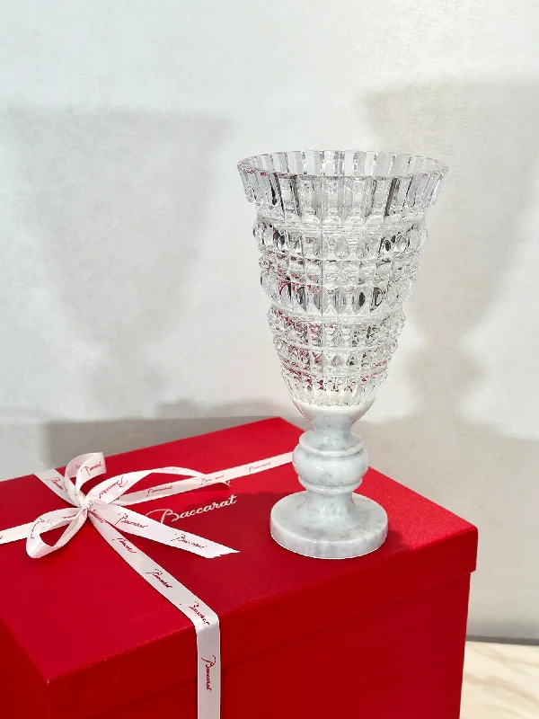 Baccarat Eye Crystal Vase with Marble Base
