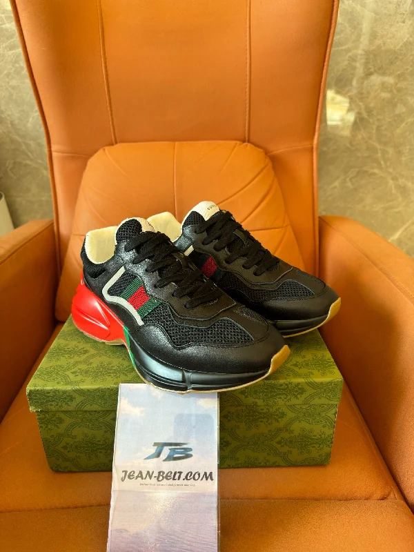 Gucci Rhyton black red green reflective logo sneakers