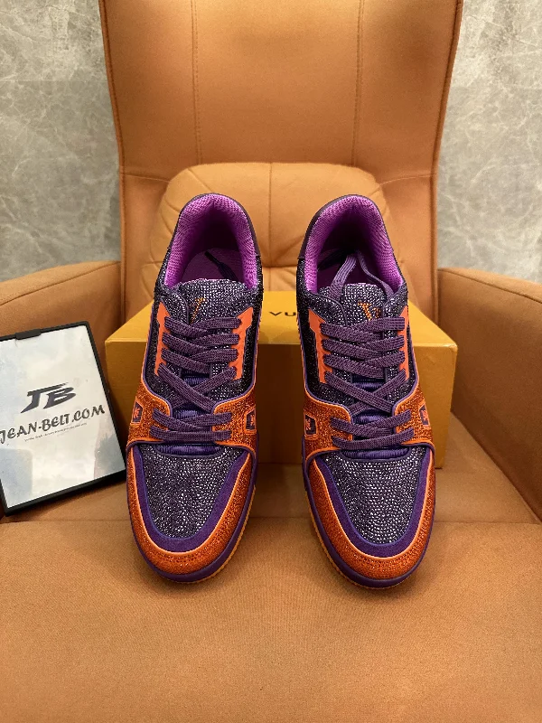 Louis Vuitton purple & orange crystal 'LV Trainer' sneakers