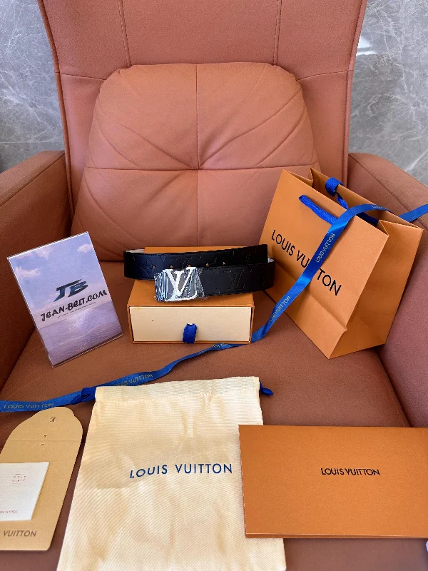 Louis Vuitton black LV monogram men's belt