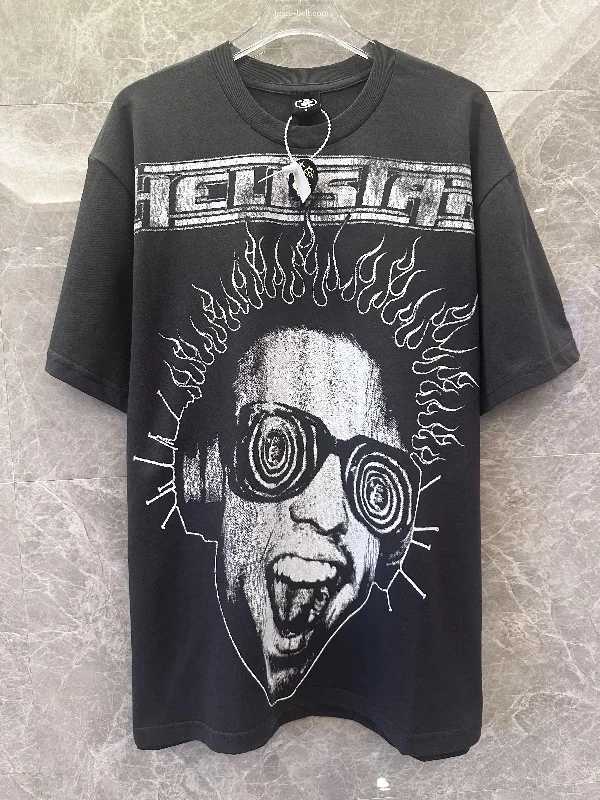 Hysteric glamour black graphic t-shirt with psychedelic face print and text