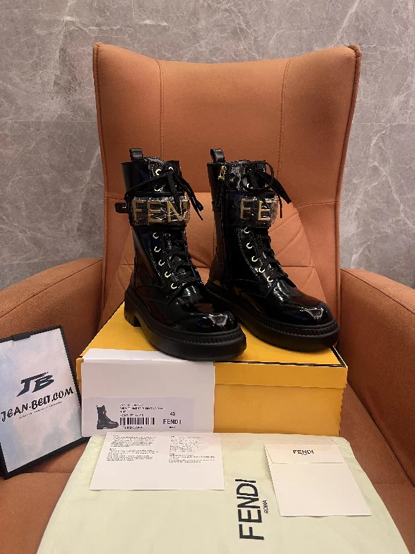 Fendi biker boots shoes in black