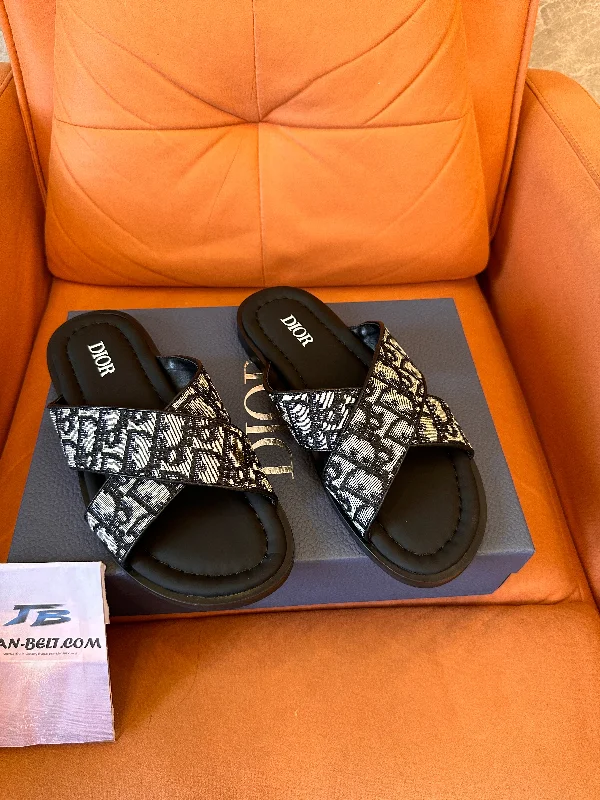 Dior Dway Oblique embroidered slide sandals