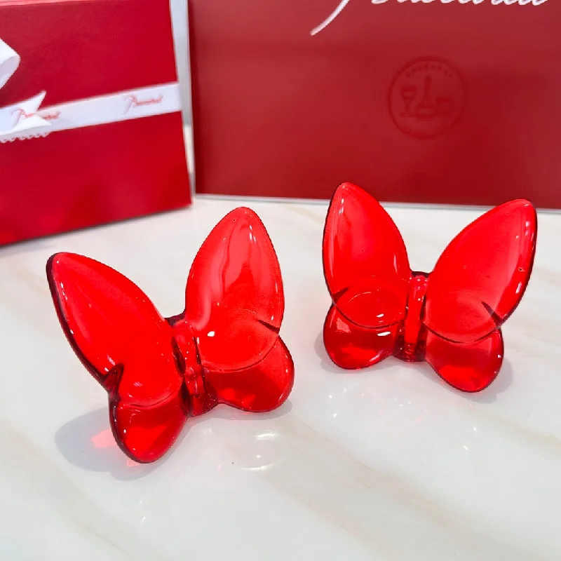 Baccarat PAPILLON Lucky Butterfly Crystal Decor Piece - Symbol of Grace and Elegance (2-piece red) Baccarat PAPILLON Lucky Butterfly Crystal Decor Piece - Symbol of Grace and Elegance (2-piece red)