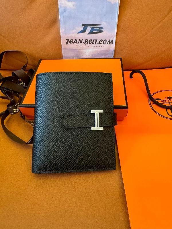 Hermes Bearn wallet – black togo leather with silver 'H' clasp