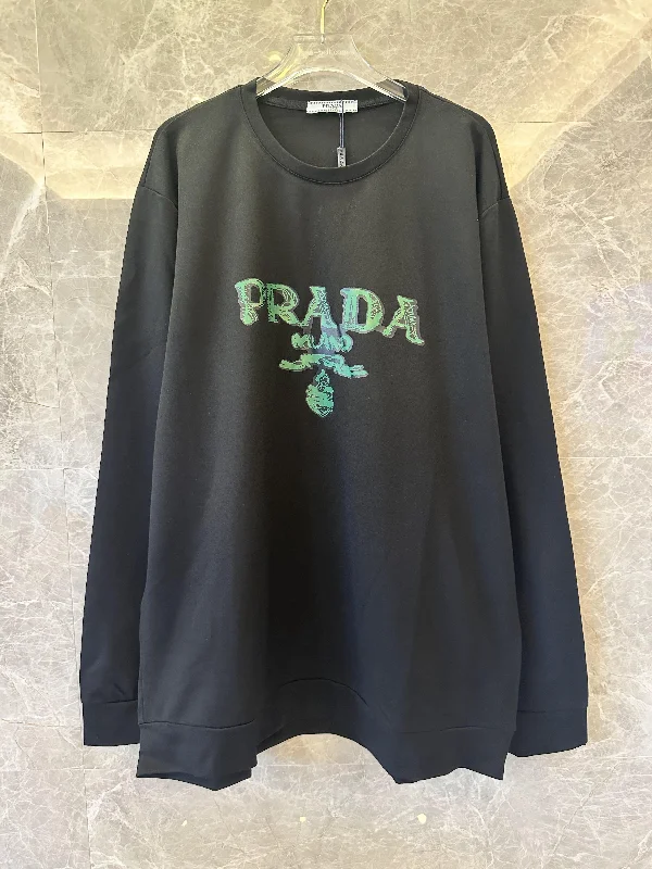 Prada milano black sweatshirt with embossed logo