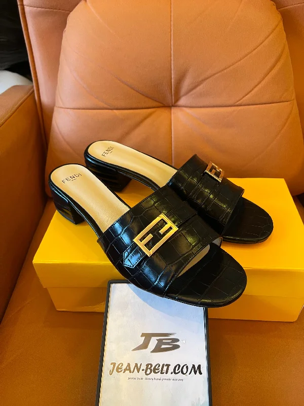 Fendi leather slippers summer low heels mules