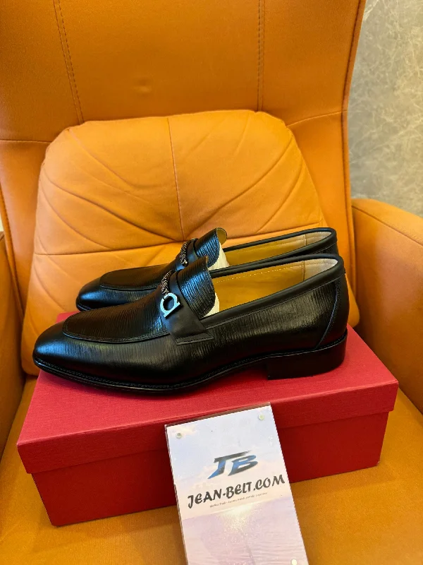 Ferragamo dress shoes for men black leather