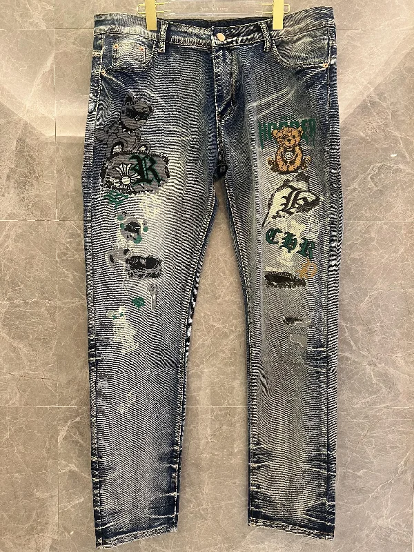 Philipp Plein distressed graphic denim jeans for men