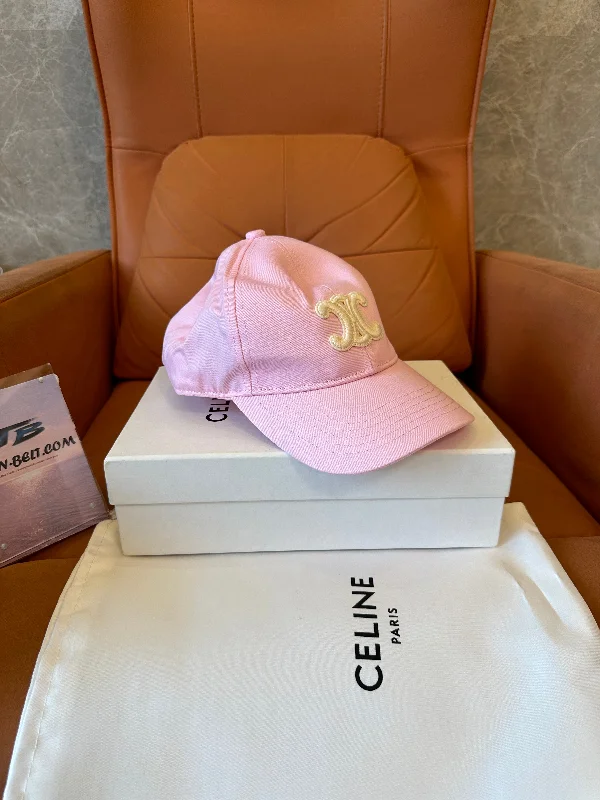 Celine Paris pink baseball cap with embroidered