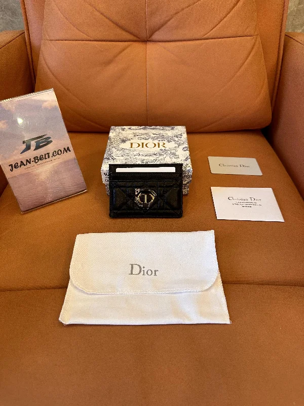 Dior Caro Cannage quilted leather card holder – black