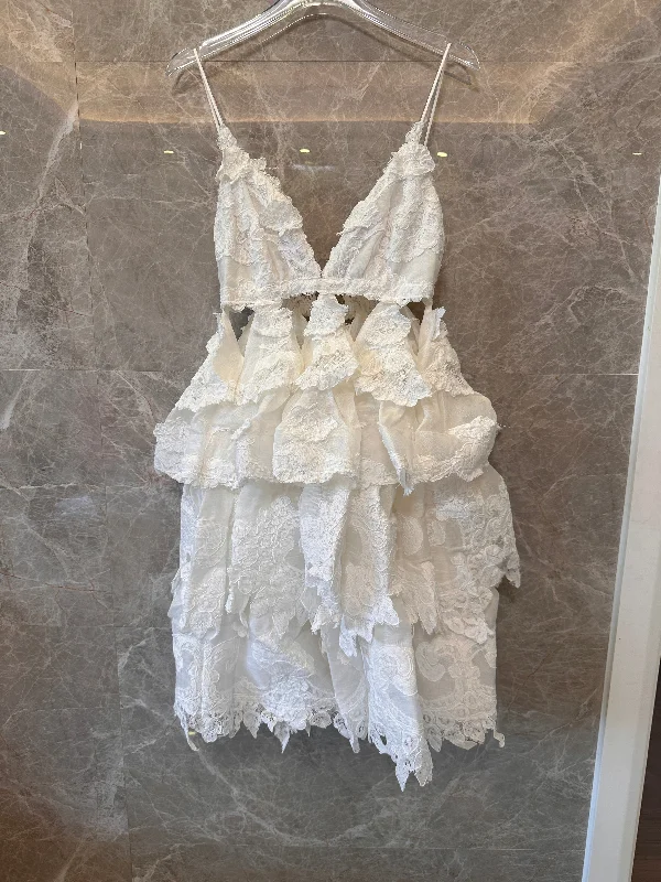 Zimmermann white lace ruffle dress