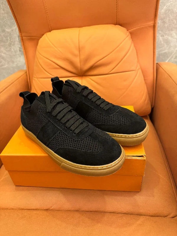 Tod's men's black mesh suede sneakers