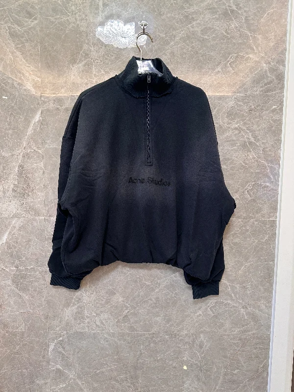 Acne Studios half-zip oversized mock neck sweatshirt - black