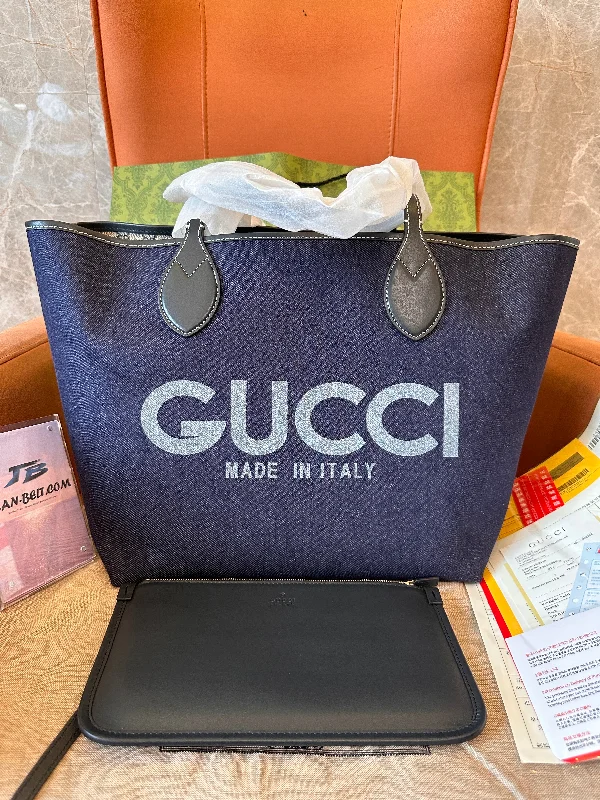 Gucci large denim tote bag