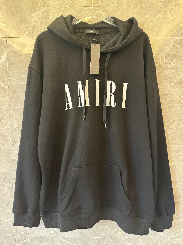 Amiri classic black hoodie with white logo print