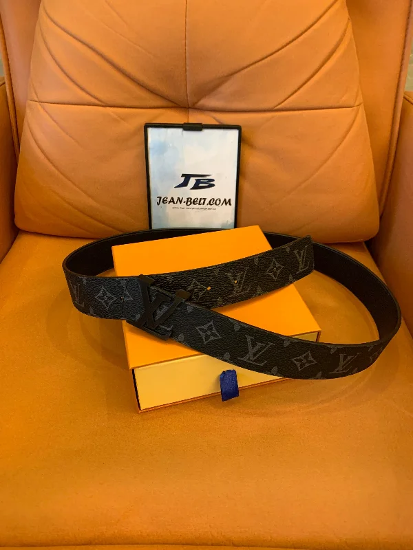 Louis Vuitton monogram eclipse belt with matte black LV initials buckle
