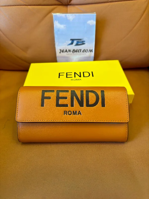 Fendi Roma long leather wallet – camel brown