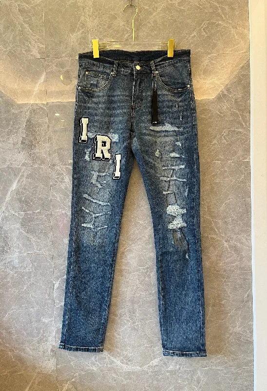 Amiri men's plush embroidered letter jeans