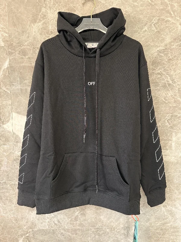 Off-White signature black hoodie with embroidered arrows