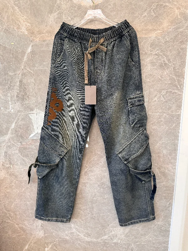 Balenciaga blue thickened denim jeans with signature branding