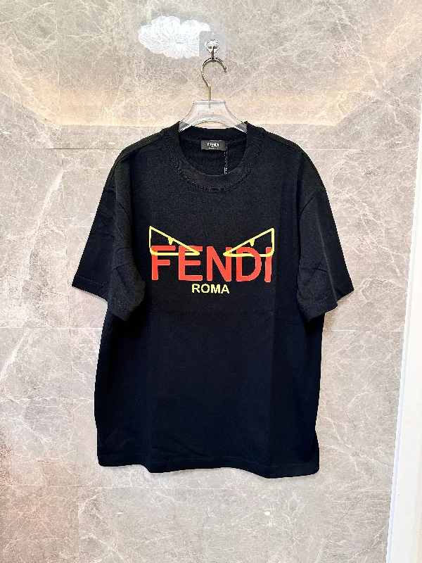 Fendi black logo t-shirt with "Fendi Roma" graphic