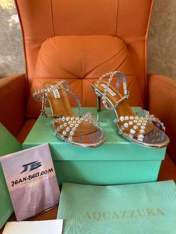 Aquazzura crystal-embellished metallic heels