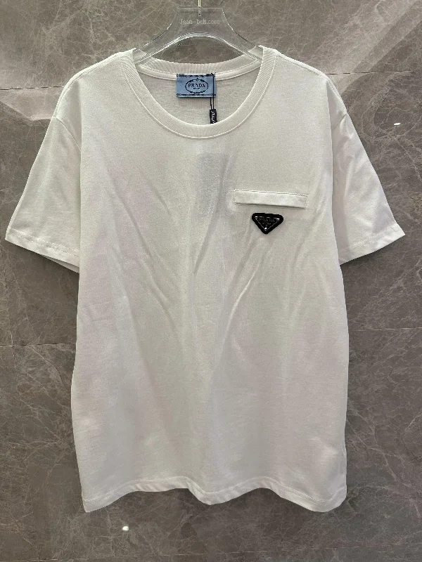 Prada white t-shirt with triangle logo pocket