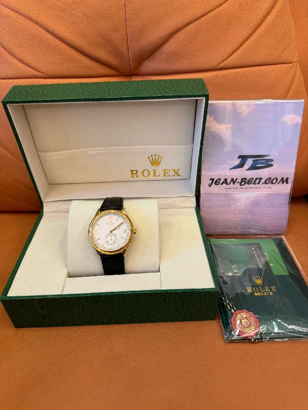 Rolex Cellini 50509 18K gold leather strap automatic watch