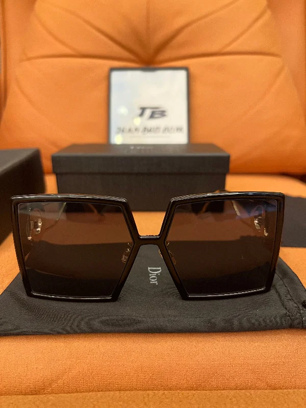 Dior rectangular black sunglasses with gold frame