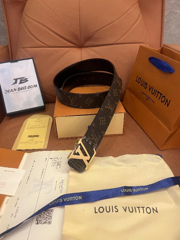 Louis Vuitton monogram canvas belt with gold LV Initials buckle