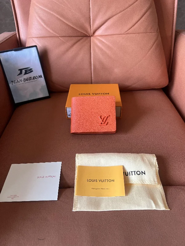Louis Vuitton Taurillon leather compact wallet in orange