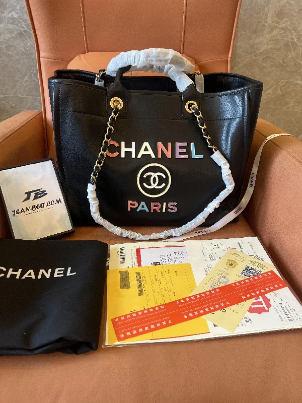 Chanel deauville tote black multicolor