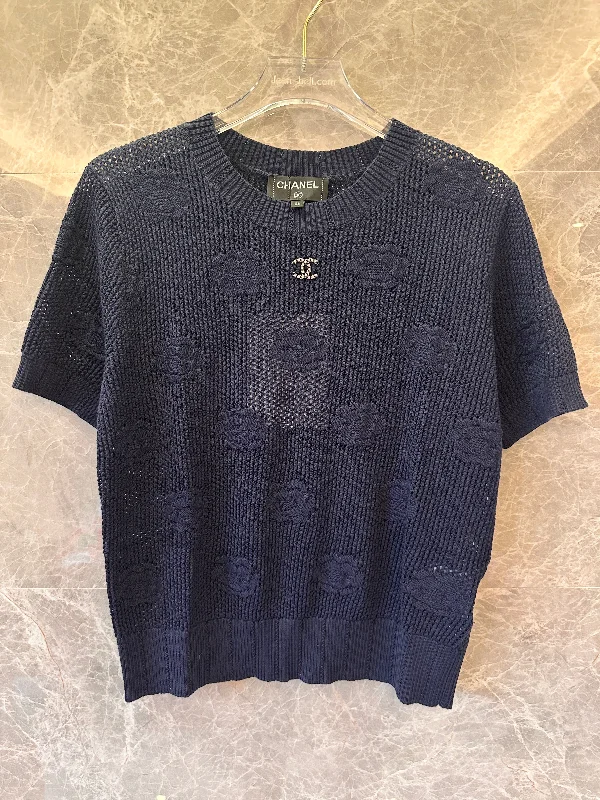 Chanel camellia short-sleeved knit top